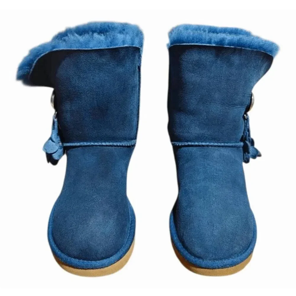 UGG Bailey Button 'Puff Dark Denim' Winter Boot Size 6
